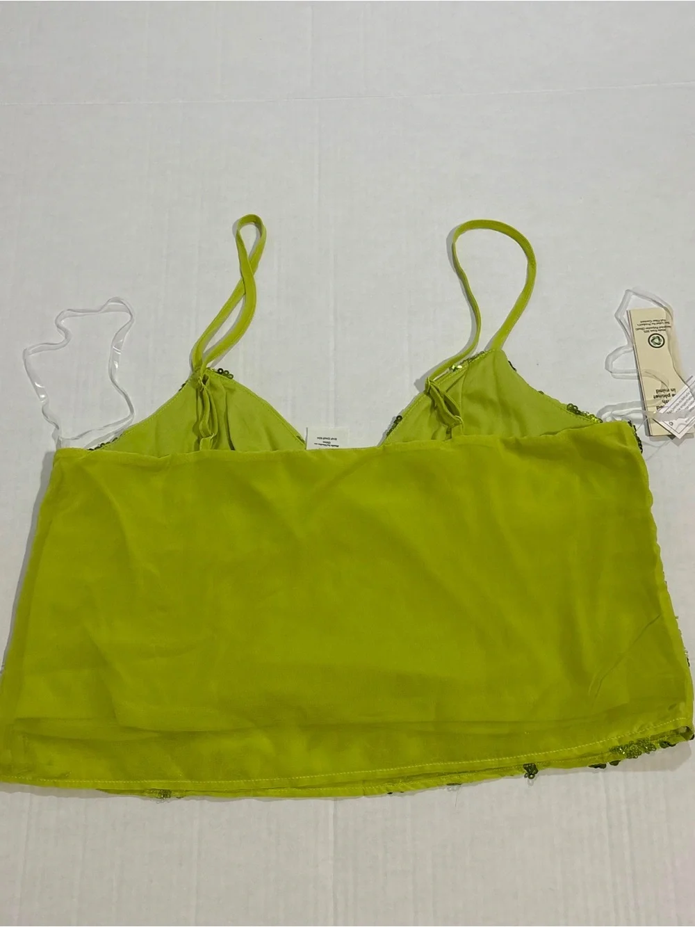 No Boundaries Neon Green Sequin Embellished Spaghetti Strap Camisole